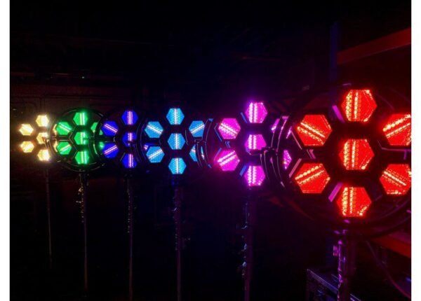 Coppia Lampada a Riflettore PORT FLOWER 7 Con Flight Case Design Retrò Vintage LED RGBW WISDOM - immagine 3