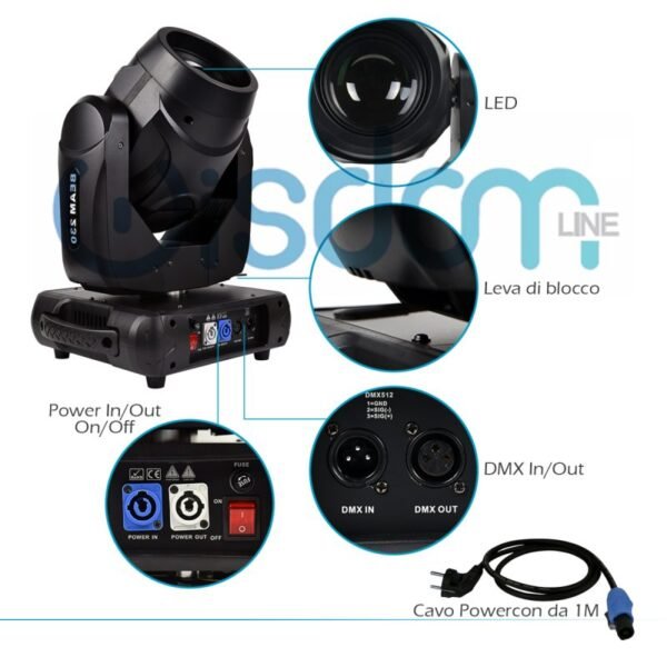 Coppia Teste Mobili a scarica BEAM 230 7R Top Professional DMX512 con FlightCase - Image 2